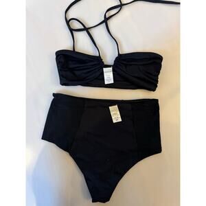 LSPACE 'Dawn' Multi-Way Bandeau Bikini Top and bottom black size small (New)